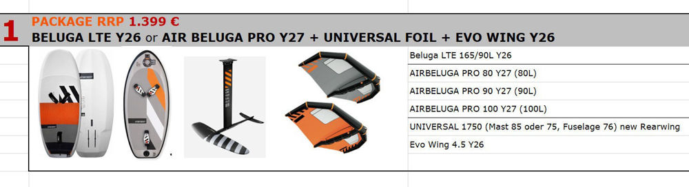 Picture of RRD Wing komplet Daska 90-100lit + Komplet Foil RRD Universal wing 1750cm2 Y30 2025  + RRD Evo Wing  Y26 4.5m2 V2