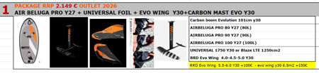Picture of RRD Wing komplet Daska air pro 80-100lit + Komplet Foil RRD + RRD Evo Wing  Y30 4.0- 5.0m2 + CARBON BOOM Y30 OUTLET